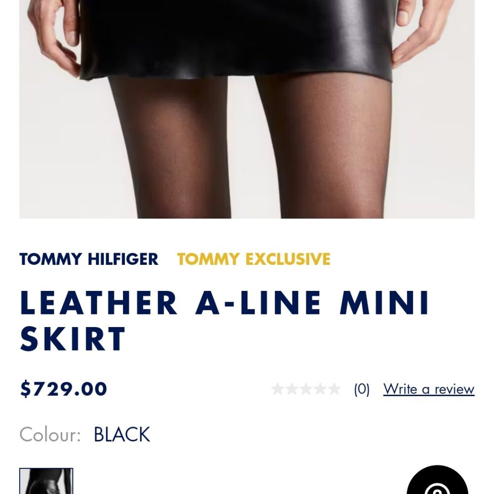 Tommy Hilfiger Black Leather Mini Skirt